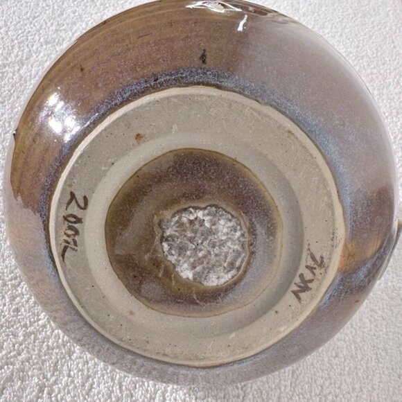 Vintage 2002 Handmade Purple Beige Ceramic Pottery Teapot - Picture 8 of 14